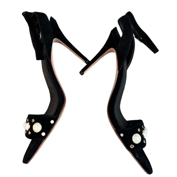Sandro Nina Pearls Noir Black Suede Heels - sz US 8.5 / EU 39 - Picture 4 of 6